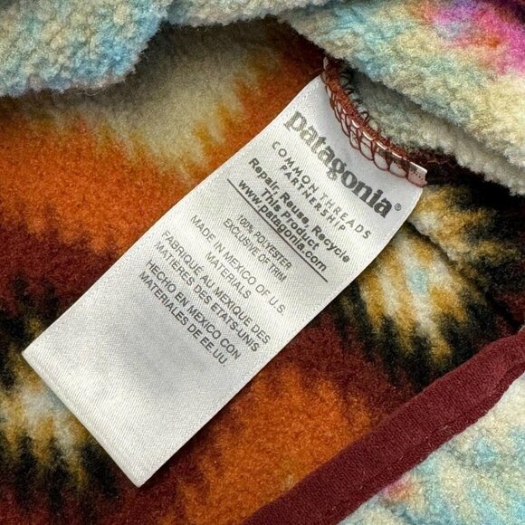 PATAGONIA Synchilla Snap-T Pullover Fleece Timber Twist Aztec Print Women M Snap - Picture 6 of 8